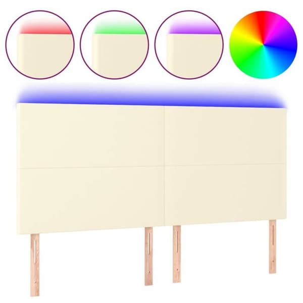 Maison Exclusive - LED Hovedgærde Creme 200x5x118/128 cm Simililæder Grädde