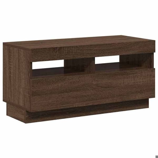 Maison Exclusive - TV-møbel med LED-lys, brunt egetræ 80x35x40 cm