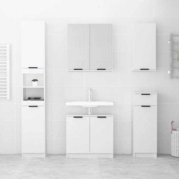 Maison Exclusive - Badrumsskåp vit 32x34x188,5 cm ingenjörsträ