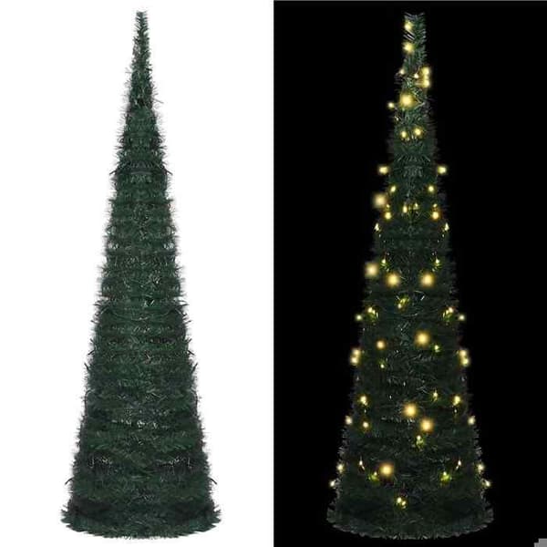 Kunstig juletræ - EKSKLUSIV HUS - 210 cm - Forudbelyst 200 LED - Grøn - USB 5V strømforsyning Grön