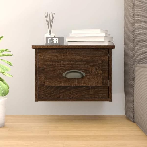 Maison Exclusive - Væghylde natbord i brunt egetræ 41,5x36x28 cm Brun ek