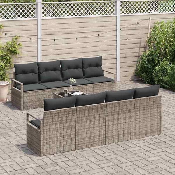 Maison Exclusive - 7-osainen sohvasetti 6-hengen harmaa polyrottinki