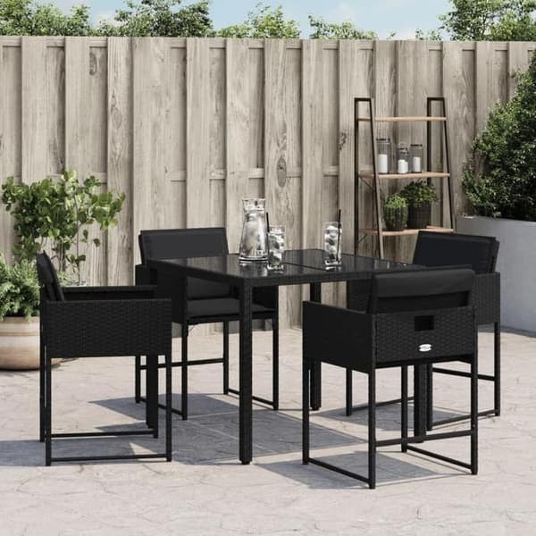 Maison Exclusive - Trädgårdsstolar set om 4 med svarta kuddar i flätad resin