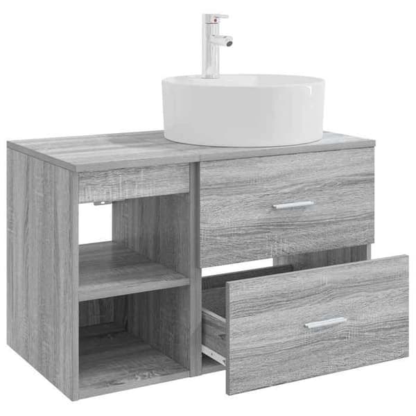 Maison Exclusive - Kylpyhuoneen kalustesarja 2 kpl Sonoma harmaa Sonoma grå