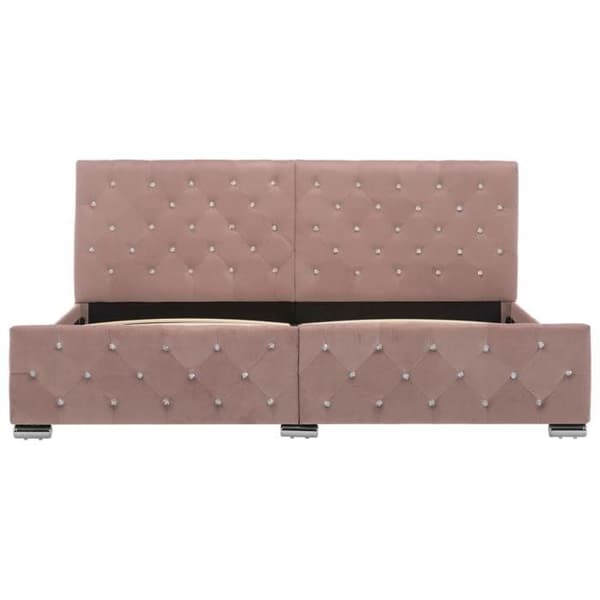 Sengestel - EKSKLUSIV HUS - Klassisk - Rosa velour - 180x200 cm - Lamelseng Rosa (sammet)