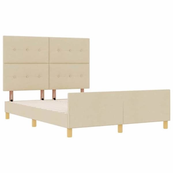 Sängram - EXKLUSIV HEM - 140 x 190 cm - Krämvelour - Huvudgavel ingår - Dold förvaring Grädde