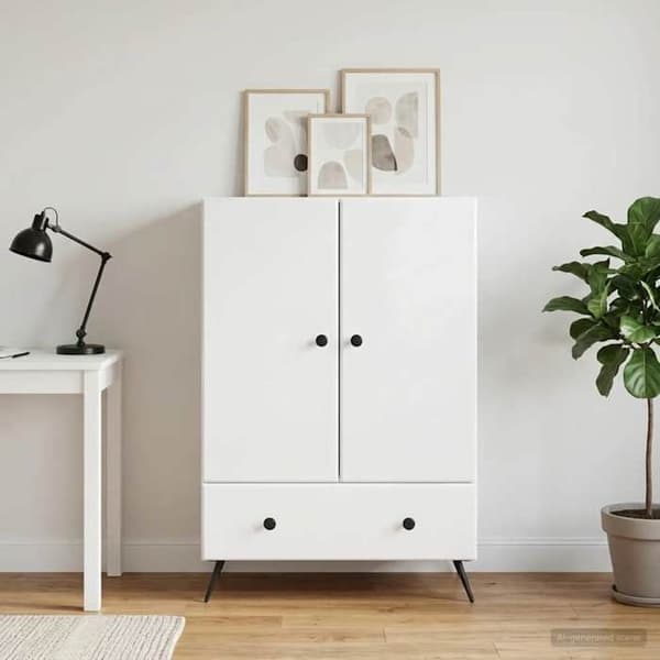 Maison Exclusive - Buffé Vit glänsande 66 x 34,5 x 95 cm Ingenjörsträ