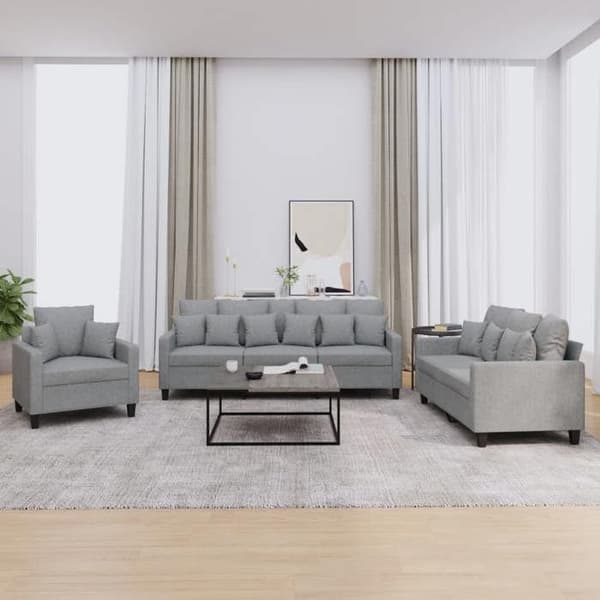 Maison Exclusive - Sæt af 3 sofaer med lysegrå puder i stof