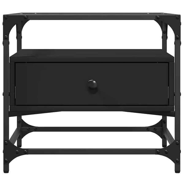 Maison Exclusive - Sofabord med sort glasplade 50x50x45 cm stål
