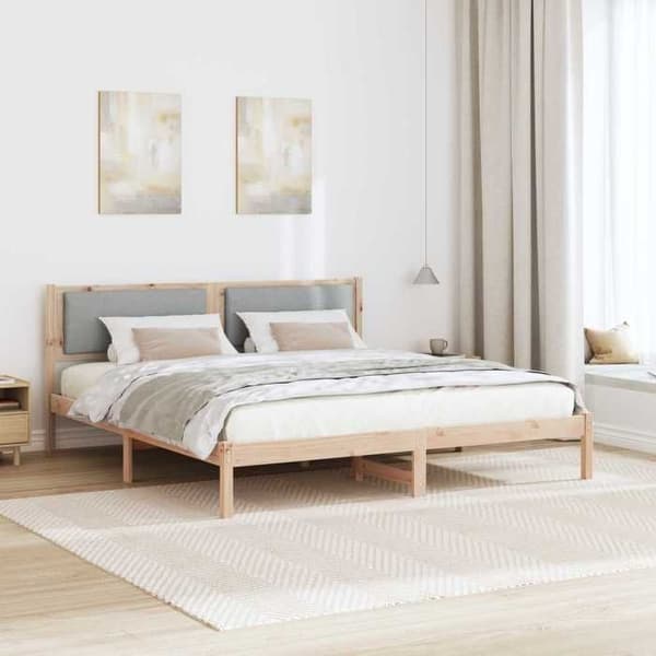 Maison Exclusive - Sängram Ljusgrå 180 x 200 cm Massivt trä