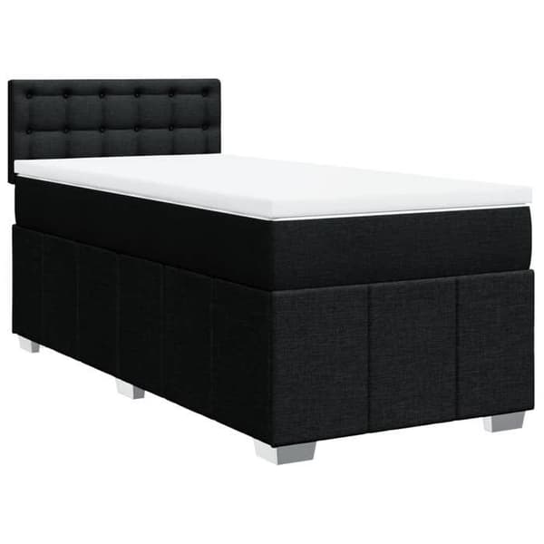 Maison Exclusive - Sengebund med lameller og madras Sort 100x200 cm Stof