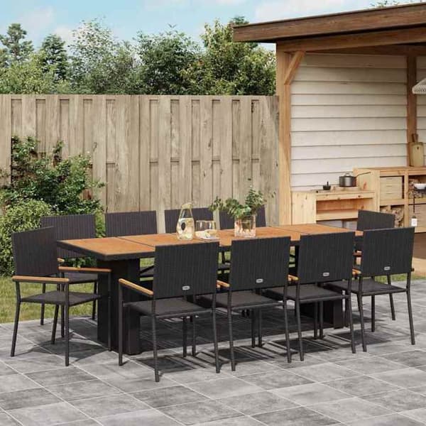 Maison Exclusive - 11 pc have spisebordssæt i sort polyrotin Svart