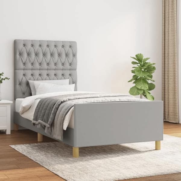 Sengestel - EKSKLUSIV HUS - Sengestel uden madras - 100 x 200 cm - Lys grå - Justerbar hovedgærde ljusgrått
