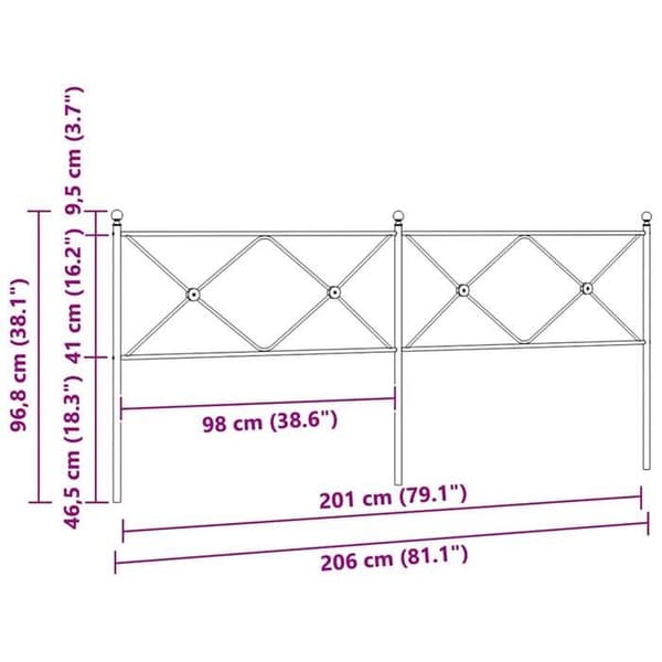 Maison Exclusive - Erstatnings hovedgærde i sort metal 200 cm