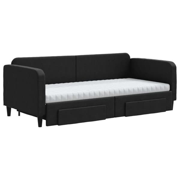 Maison Exclusive - Sengebænk med udtræk og skuffer sort 90x190 cm stof