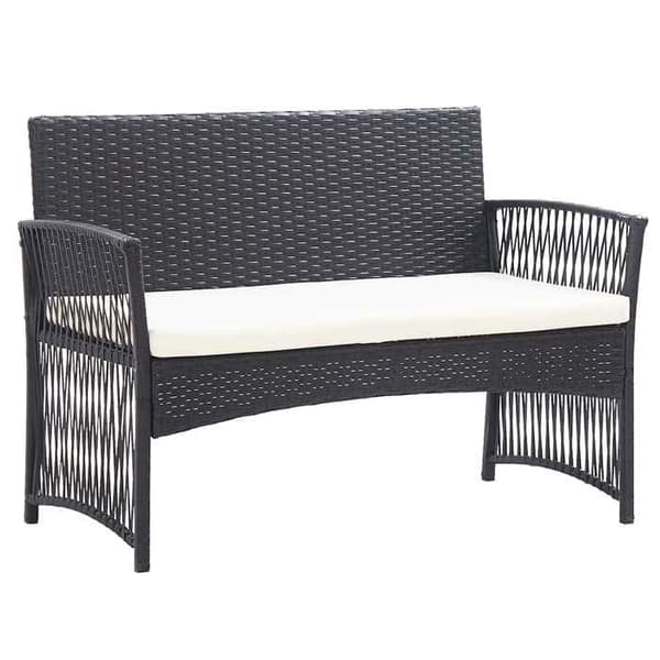 Maison Exclusive - Trädgårdsmöbler 4 delar med kuddar, flätad resin, svart