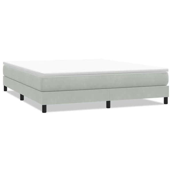 Sengestel - EKSKLUSIV HUS - 180 x 220 cm - Lys grå velour - Lamelseng - Robuste ben ljusgrått
