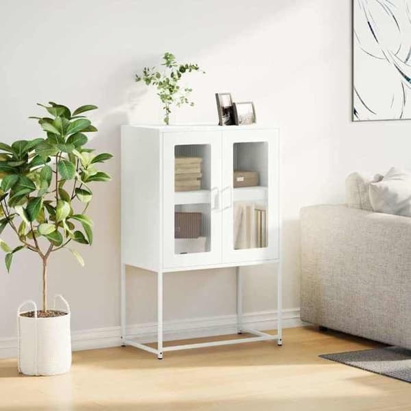 Maison Exclusive - Hvidt buffet 68x39x107 cm stål Vit
