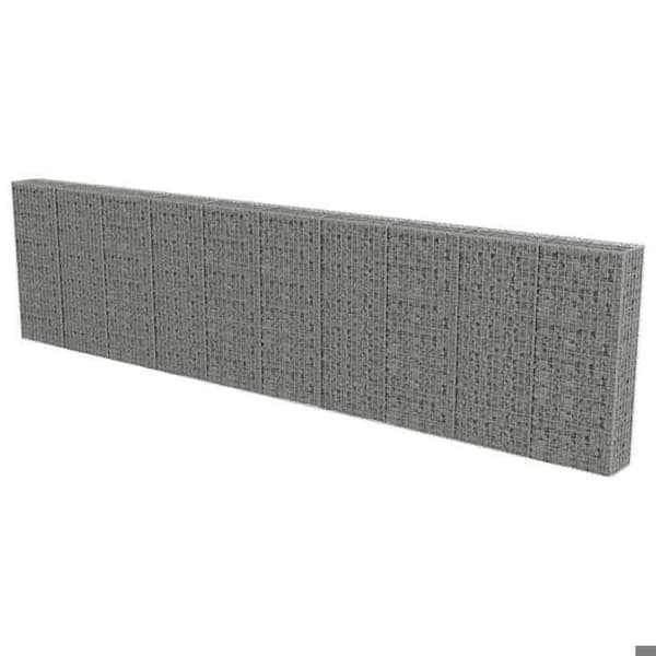 Maison Exclusive - Gabionvägg med galvaniserade stålskydd 600x30x150 cm silver-