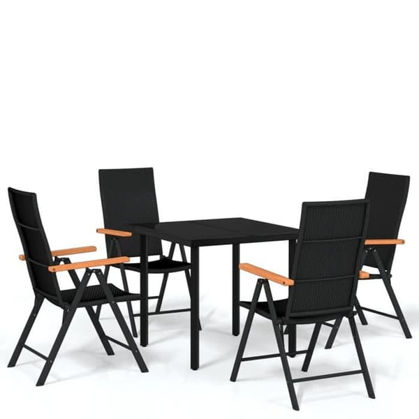 Maison Exclusive - 5 osan musta puutarhakalustesarja Svart
