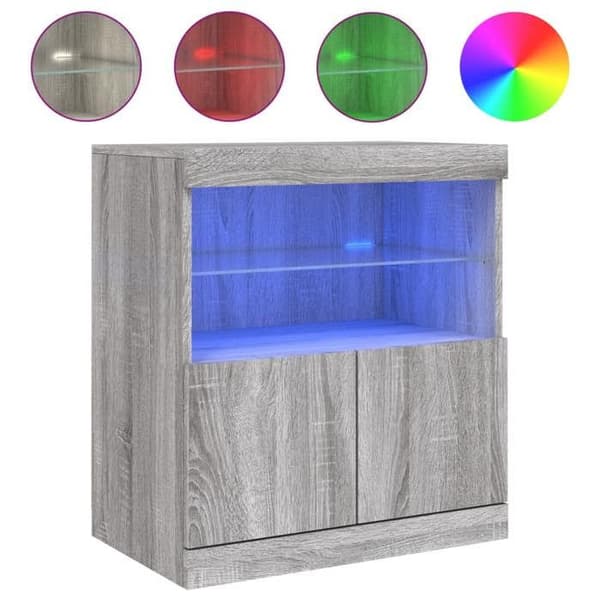 Maison Exclusive - Buffé med LED-lampor sonoma grå 60x37x67 cm