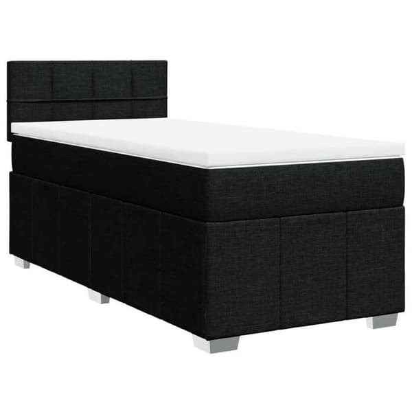 Maison Exclusive - Seng med lamelbund og madras Sort 90x200 cm Stof