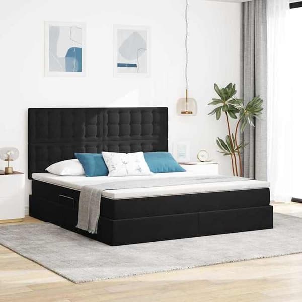 Maison Exclusive - LED-sängyn säilytyslava, musta 180 x 200 cm sametti Svart