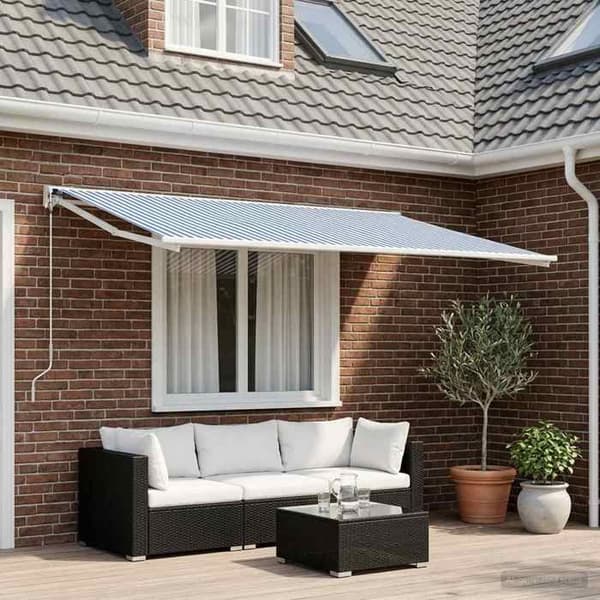 Maison Exclusive - Ersättningsduk för blå och vit markis 450 × 350 cm