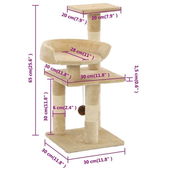 Maison Exclusive - Kattekradsetræ med sisal kløer 65 cm Beige beige