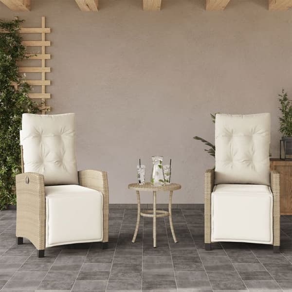 Maison Exclusive - Bistroset 3 delar med beige kuddar i flätad resin