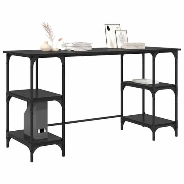 Maison Exclusive - Kontor Sort egetræ Ingeniørtræ 140 x 50 x 75 cm svart ek