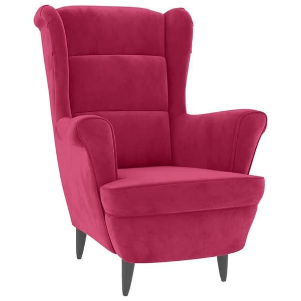 Maison Exclusive - Öronfåtölj med bordeaux sammet puff Bordeaux