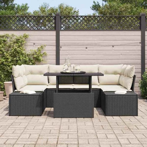 Maison Exclusive - Sæt af 7 pc Sofaer Sort og Creme polyrotin