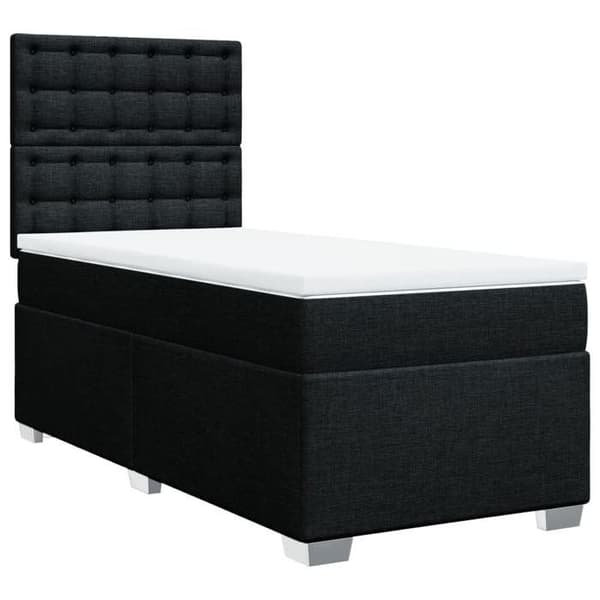 Maison Exclusive - Sengebund med lameller og madras Sort 90x190 cm Stof