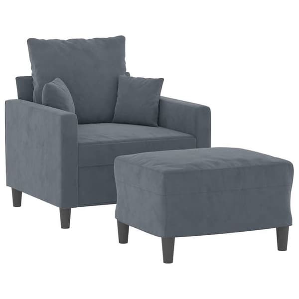 Maison Exclusive - Fåtölj med fotpall Mörkgrå 60 cm Sammet Mörkgrå