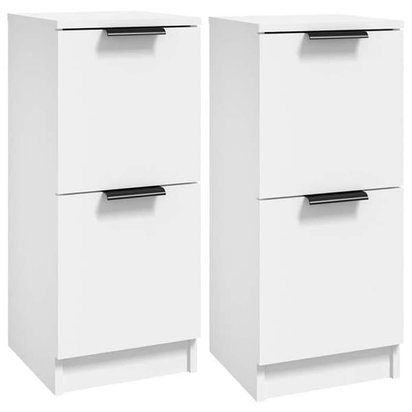 Maison Exclusive - Buffeter 2 stk hvid 30x30x70 cm ingeniørtræ