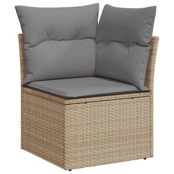 Maison Exclusive - Puutarhakalusteet tyynyillä 10 kpl beige punottu muovi beige