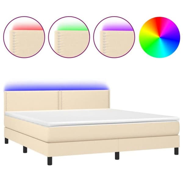 Maison Exclusive - Sängyn liuskatukivankka LED Crème 180x200 cm Kangas