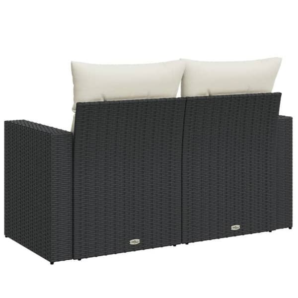 Maison Exclusive - Trädgårdsoffa med kuddar 2 platser svart flätad resin