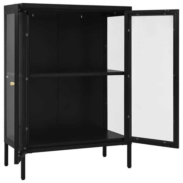 Maison Exclusive - Buffé Svart 75x35x105 cm Stål och glas
