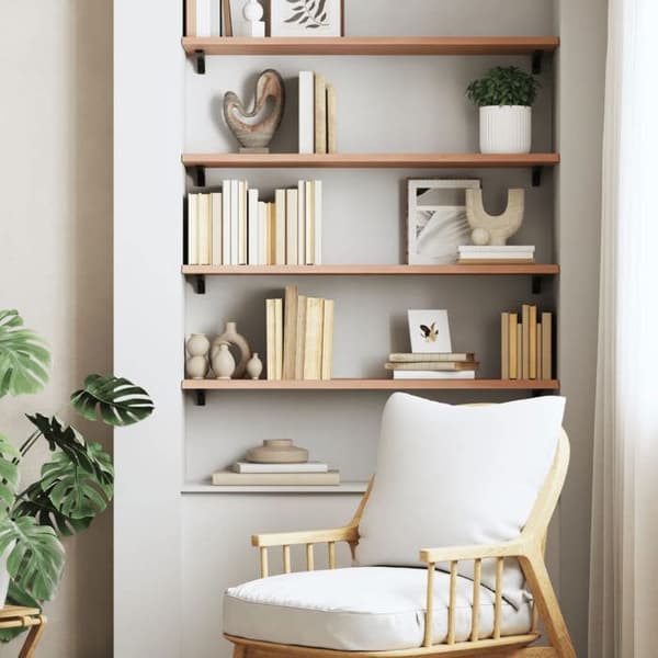 Maison Exclusive - Væghylde lys brun 100x30x2cm massiv egetræ behandlet
