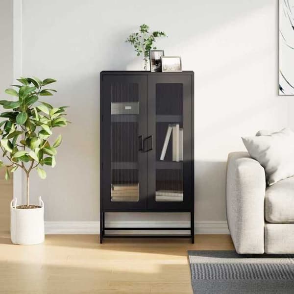 Maison Exclusive - Musta buffet 68x39x123 cm teräksestä