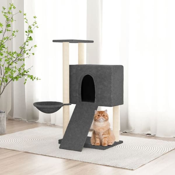 Maison Exclusive - Kattträd med sisal klösträ för mörkgrå 96 cm mörkgrå