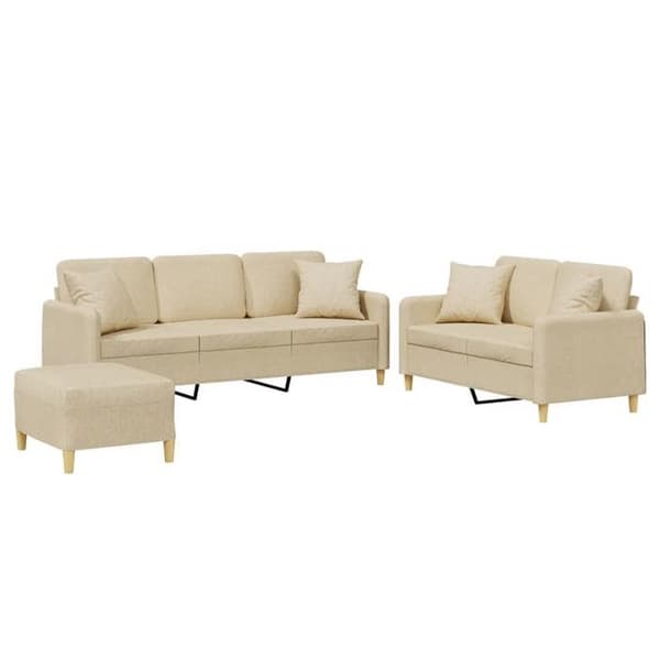 Maison Exclusive - 3 kpl:n sohvasetti, jossa vaaleanbeige kankaiset tyynyt