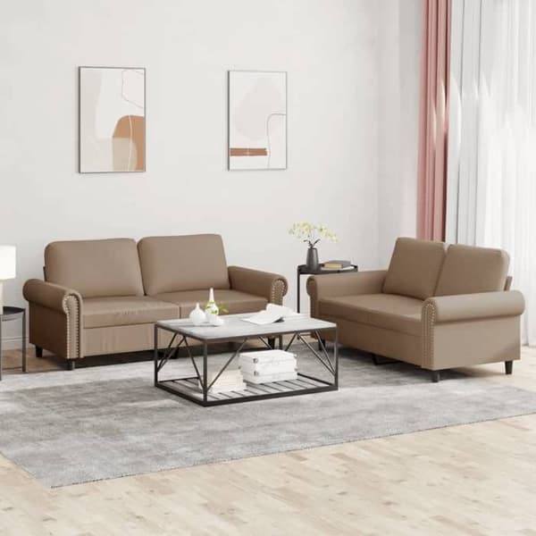 Maison Exclusive - Sæt af 2 sofaer med puder Cappuccino Simililæder