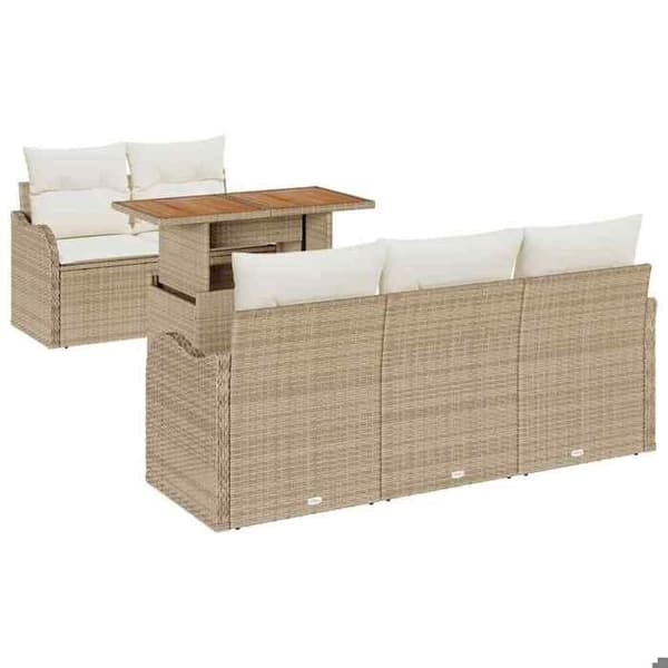 Maison Exclusive - 6 osan beige polyrottinkinen puutarhakalustesetti