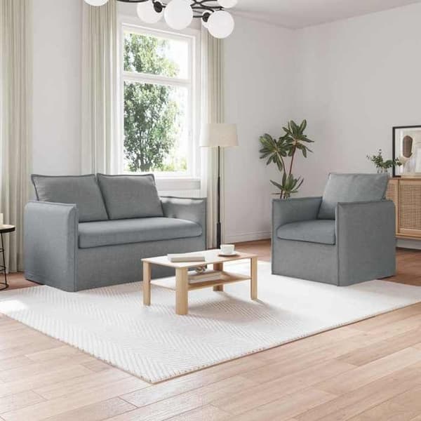 Divaani - MAISON EXCLUSIVE - 2 osan setti - Vaaleanharmaa - Kangas - Metallirunko Ljusgrått
