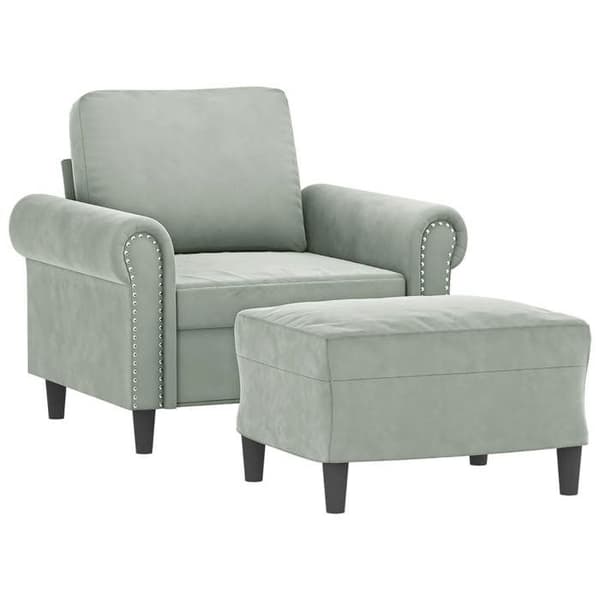 Maison Exclusive - Tuoli jalkatuella Vaaleanharmaa 60 cm Sametti Ljusgrått