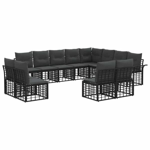 Maison Exclusive - Sæt af 12 udendørs sofaer i sort og mørkegrå