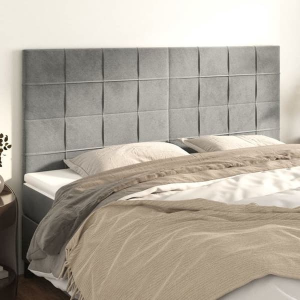 Hovedgærde - Eksklusivt Hus - Lys grå - Blødt velour - 180 x 5 x 118/128 cm Ljusgrått